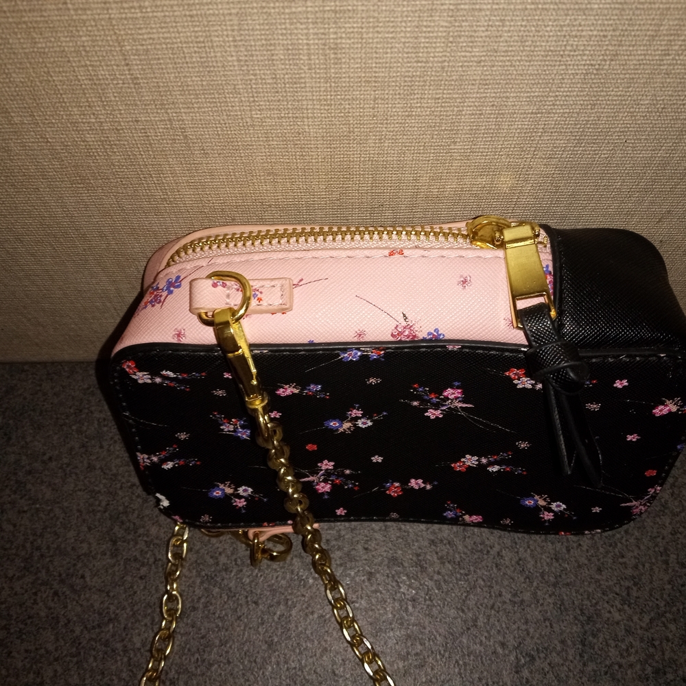 Floral Black and Pink Crossbody Bag - Picture 3 of 8